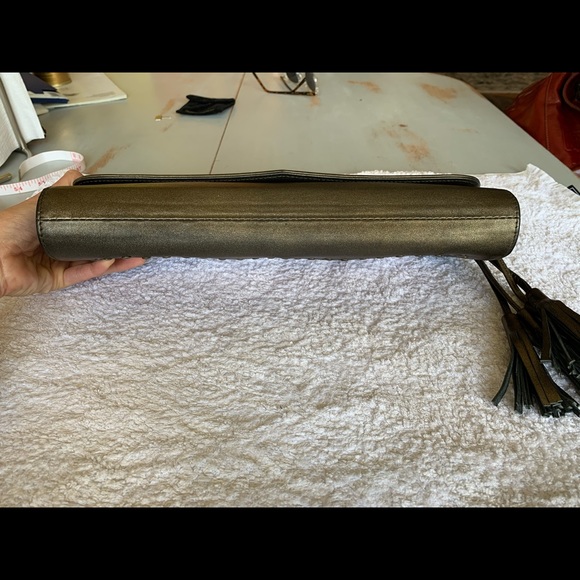 Statement boho leather and snakeskin clutch - Picture 5 of 15